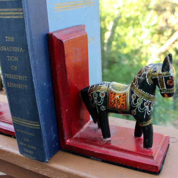 Vintage wooden horse/donkey wooden bookends - Picture 2 of 6